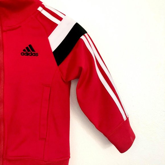 ADIDAS KIDS DESIGNER red jacket 1 full ZIP boy or girl stylish SPORTS winter ♡ - Picture 3 of 7